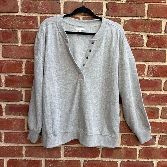 Maurice's sweatshirt gray pullover 1/4 snap Henley women's 1X NEW - Picture 2 of 6